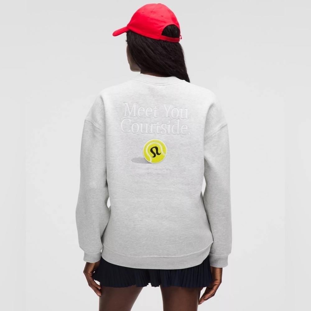 Lululemon Meet You Courtside Tennis Crewneck Sweatshirt Heathered Light Grey xs